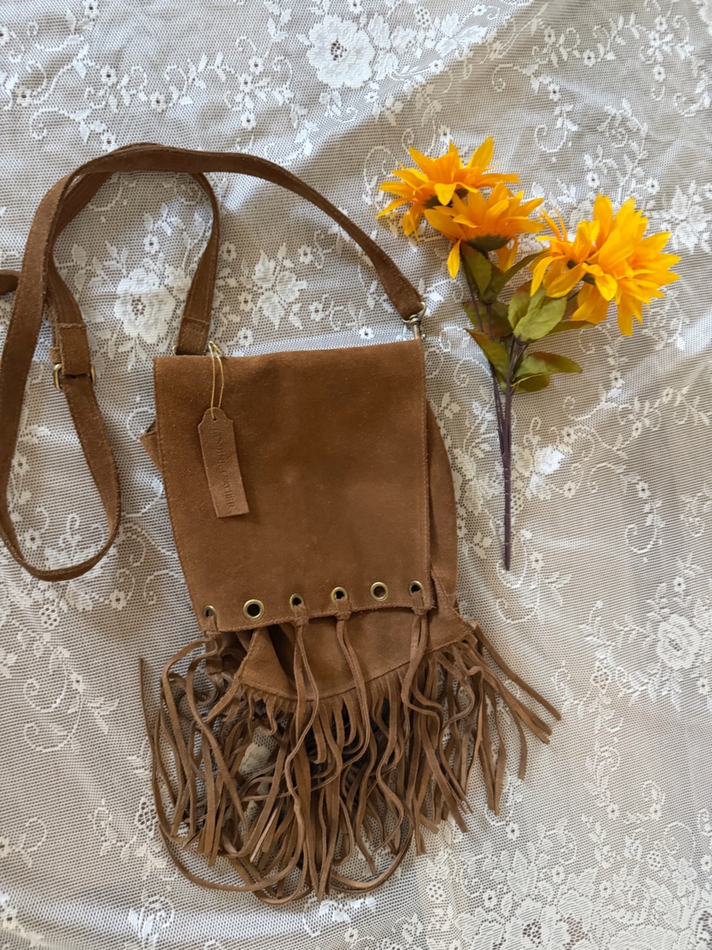 Naturalizer brown Suede leather Fringe Hobo Bag